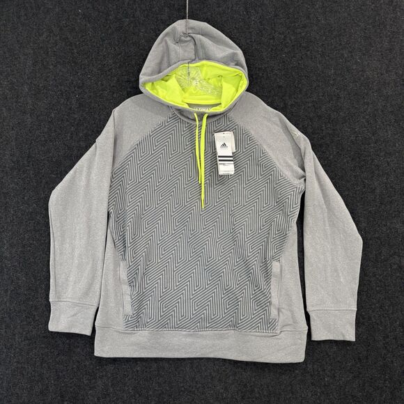Adidas Ultimate Hoodie Men's XL Gray Neon Yellow Fleece ClimaWarm Soccer - Picture 1 of 10